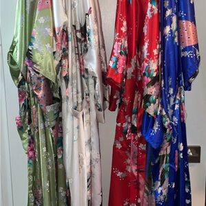 Floral Satin Kimono Robes